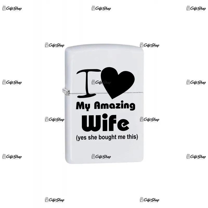 I love my amazing wife, bricheta metalica gravata laser cu mesaj